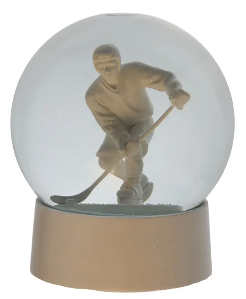 White Snowglobe With Hockey Player 