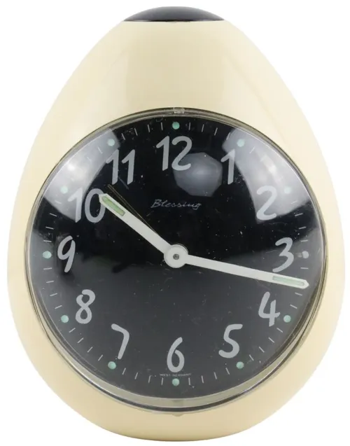 Vintage White & Black Egg Alarm Clock