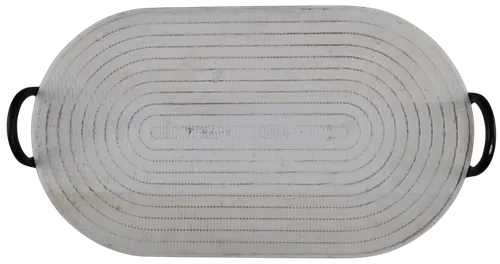 White Wood Serving Tray With Black Handles