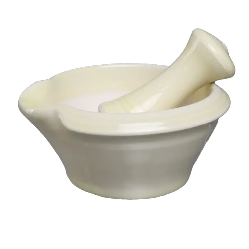 Pale Yellow Stoneware Mortar & Pestle