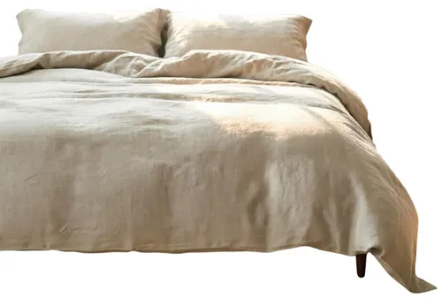 Natural Flax Linen Duvet Cover With Two Pillow Cases - Queen