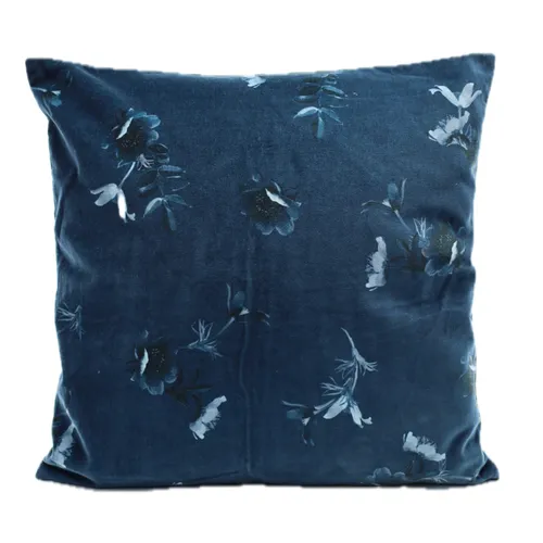 Oxford Blue Midnight Flowers Throw Pillow