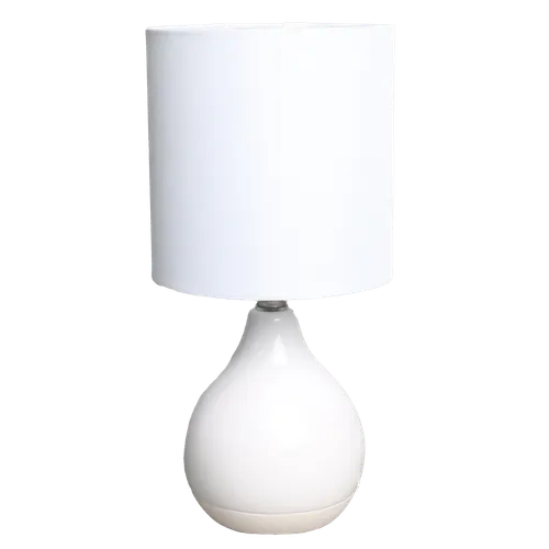 White Teardrop Table Lamp With White Shade