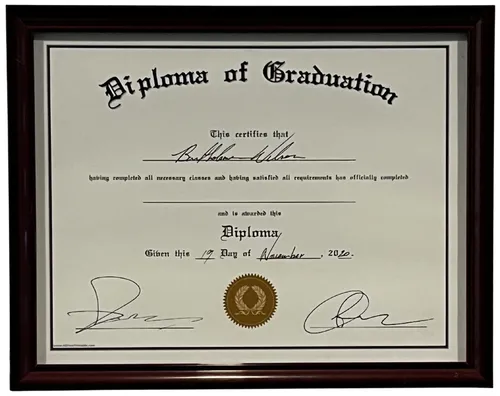 Diploma Of Graduation In Black Frame