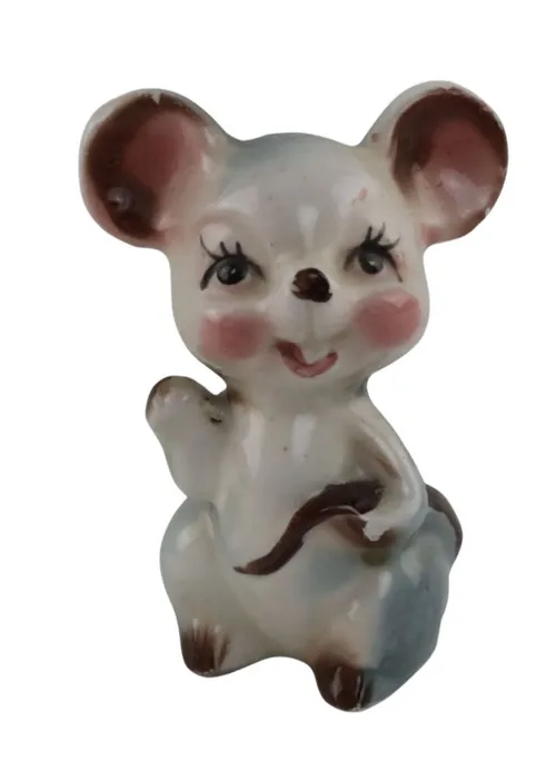 Grey Mouse Ceramic Figurine