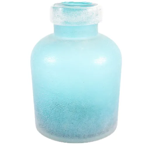 Dark Turquoise Frosted Glass Vase