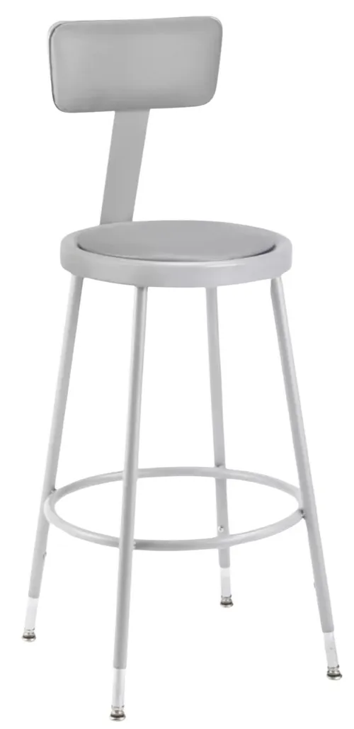 Grey Metal Stool With Adjustable Legs