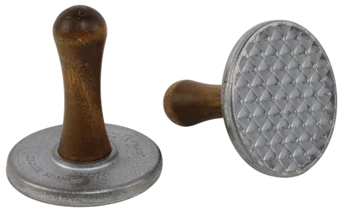 Wood & Metal Diamond Pattern Cookie Stamp 