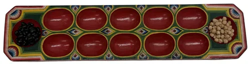 Wood Painted Mancala Game Board