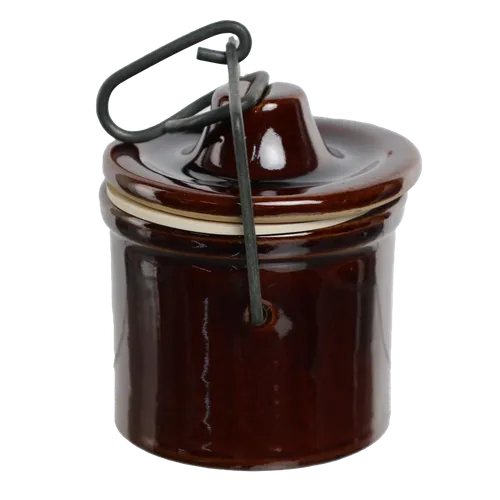 Dark Caramel Brown Ceramic Canister With Clamp Lid - Small