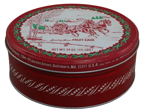 Vintage Christmas Fruit Cake Tin With Lid