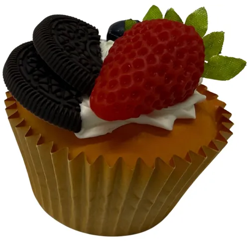 Artificial Strawberry & Cookie Cupcake