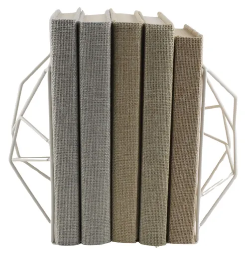 White Metal Geometric Bookend Set