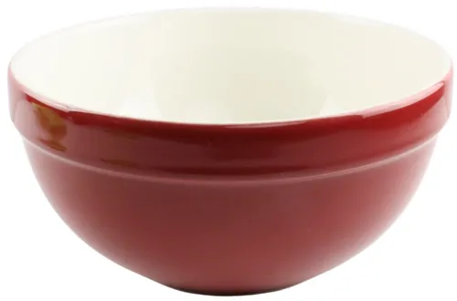 Red Ceramic Mixing Bowl With White Interior