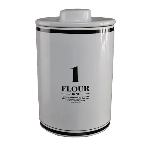 One White Ceramic Flour Canister