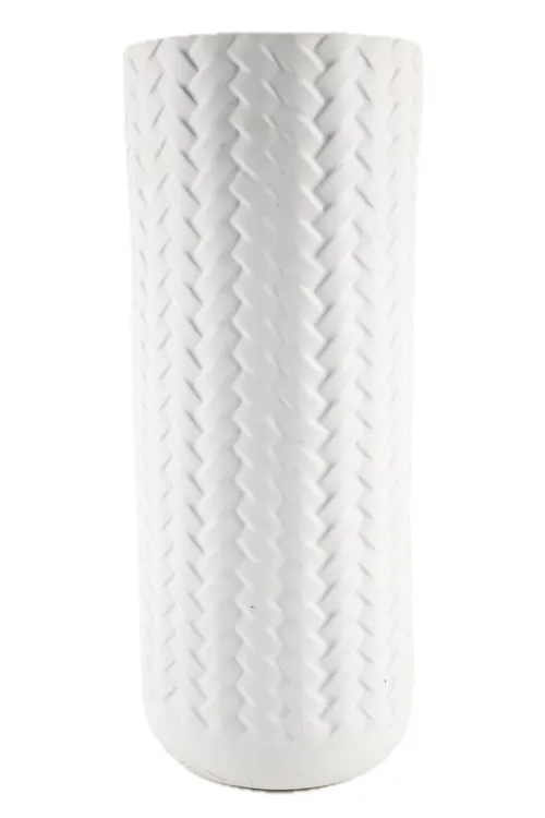 White Ceramic Braid Vase - Small