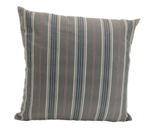 Grey With Blue & Red Pinstripes Throw Pillow