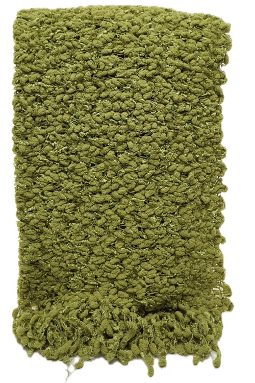 Avocado Green Pebbled Throw Blanket With Pom Pom Fringe