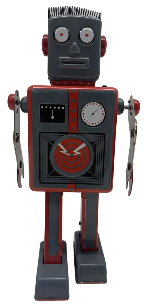 Tin Windup Grey & Red Robot