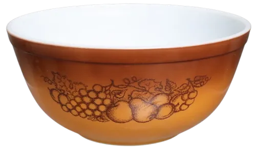 Brown Gradient Fruit Pattern Mixing Bowl - Large