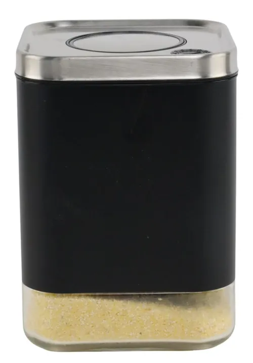 Black Glass Storage Container With Stainless Pop Top Lid