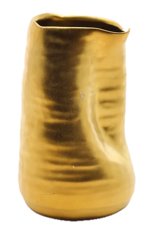 Matte Gold Crushed Ceramic Vase