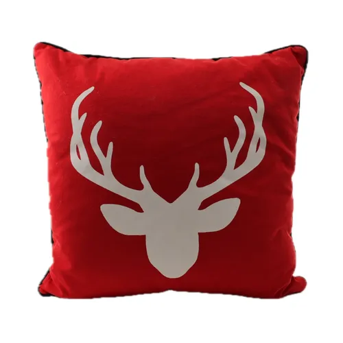Christmas Red & White Reindeer Throw Pillow
