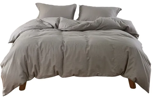 Light Grey French Linen Duvet Cover & Two Pillow Cases - King