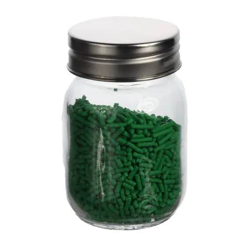 Small Clear Glass Jar With Stainless Lid & Green Baking Sprinkles