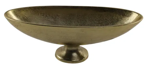 Gold Metal Oval Footed Decorative Bowl