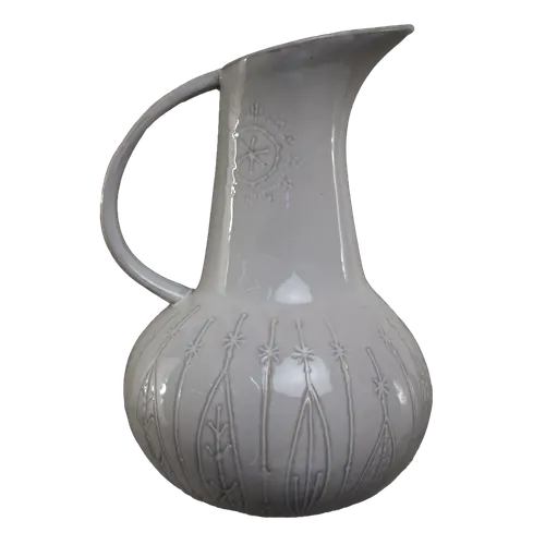 White Ceramic Patterned Pitcher