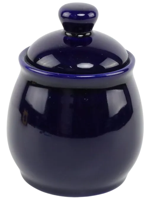 Royal Blue Ceramic Sugar Bowl With Lid