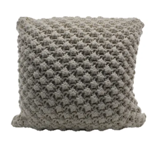 Eggshell White Chunky Knit Throw Pillow