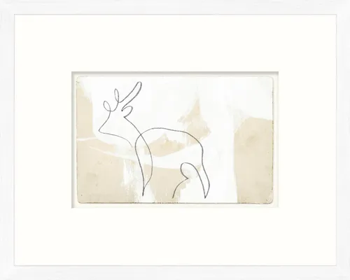 Line Drawing Deer On Paper With White Frame