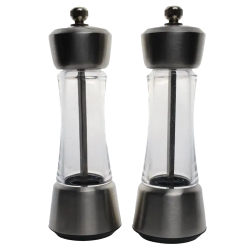 Chrome & Clear Salt & Pepper Set