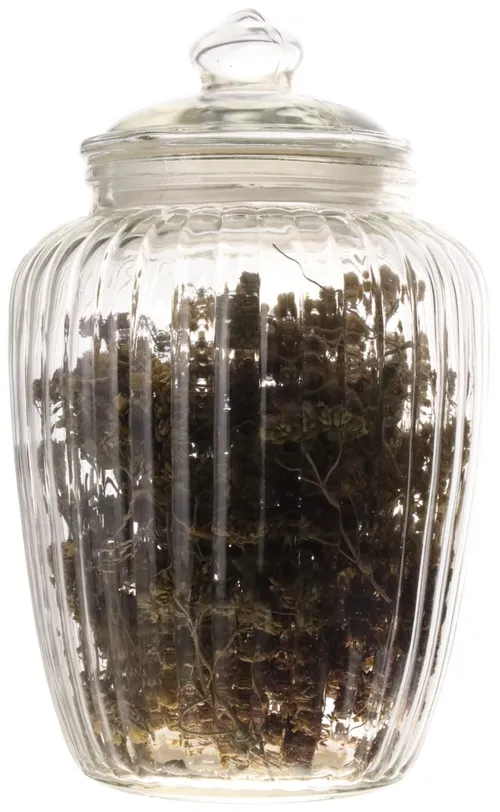 Ribbed Glass Canister With Natural Herbs