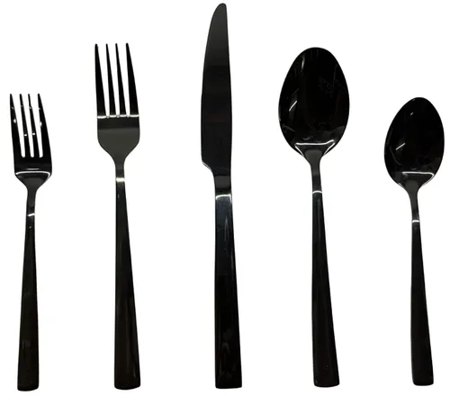 25 Piece Cutlery Set With Black Metallic Finish
