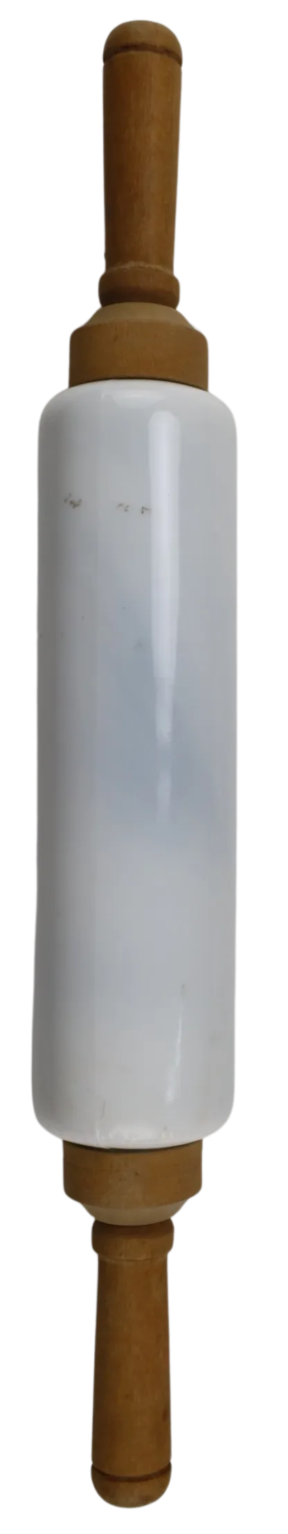 White Glass & Wood Rolling Pin