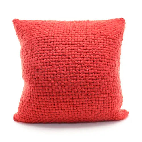 Devil Red Chunky Wool Throw Pillow