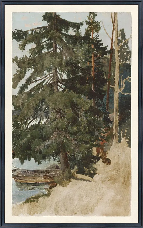 Treescape On Paper With Wood Frame - Large
