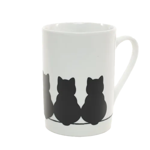 Four Black Cats On White Ceramic Mug