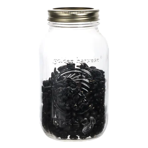 Clear Mason Jar With Black Beans
