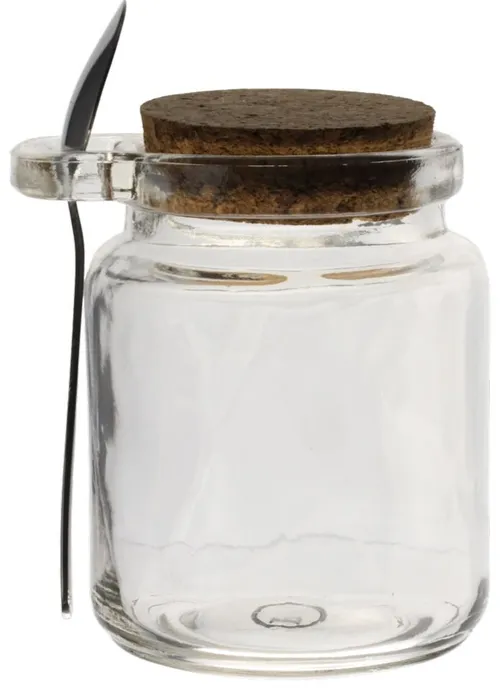 Clear Glass Condiment Jar With Spoon