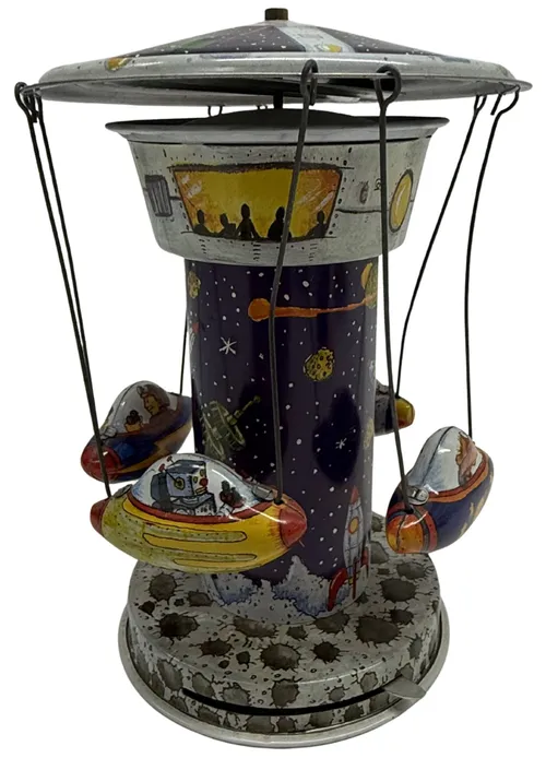 Tin Lever Action Rocket Carousel