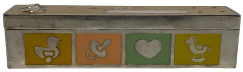 Silver Plated & Enamel Birth Certificate Box