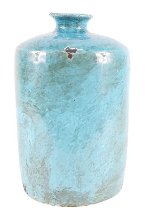 Rusted Glazed Turquoise Ceramic Vase