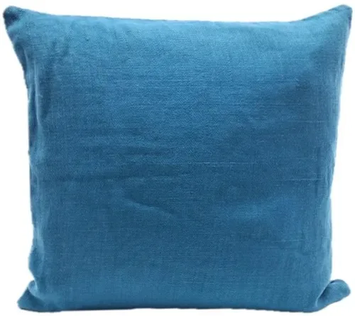 Vibrant Blue Textured Linen Throw Pillow
