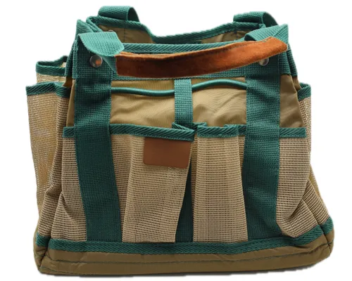 Beige Mesh With Tan & Green Accents Gardener's Tool Bag