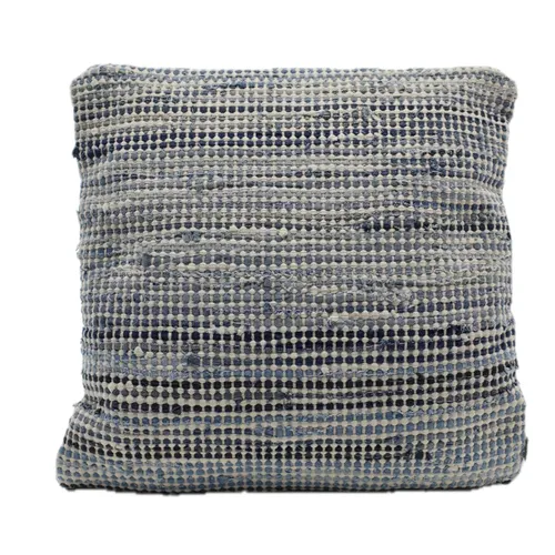 Denim Blue Dot Dash Kilim Throw Pillow