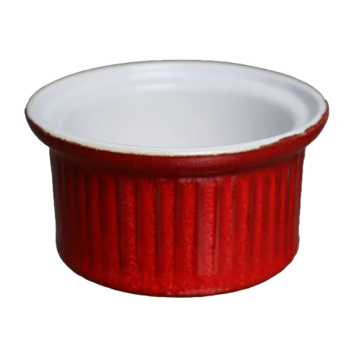 Cranberry Red Vertical Stripe Ceramic Small Ramekin